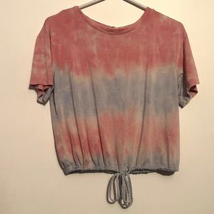 Macy’s Selfie Blue Pink Tie Die Soft Cropped T-Shirt